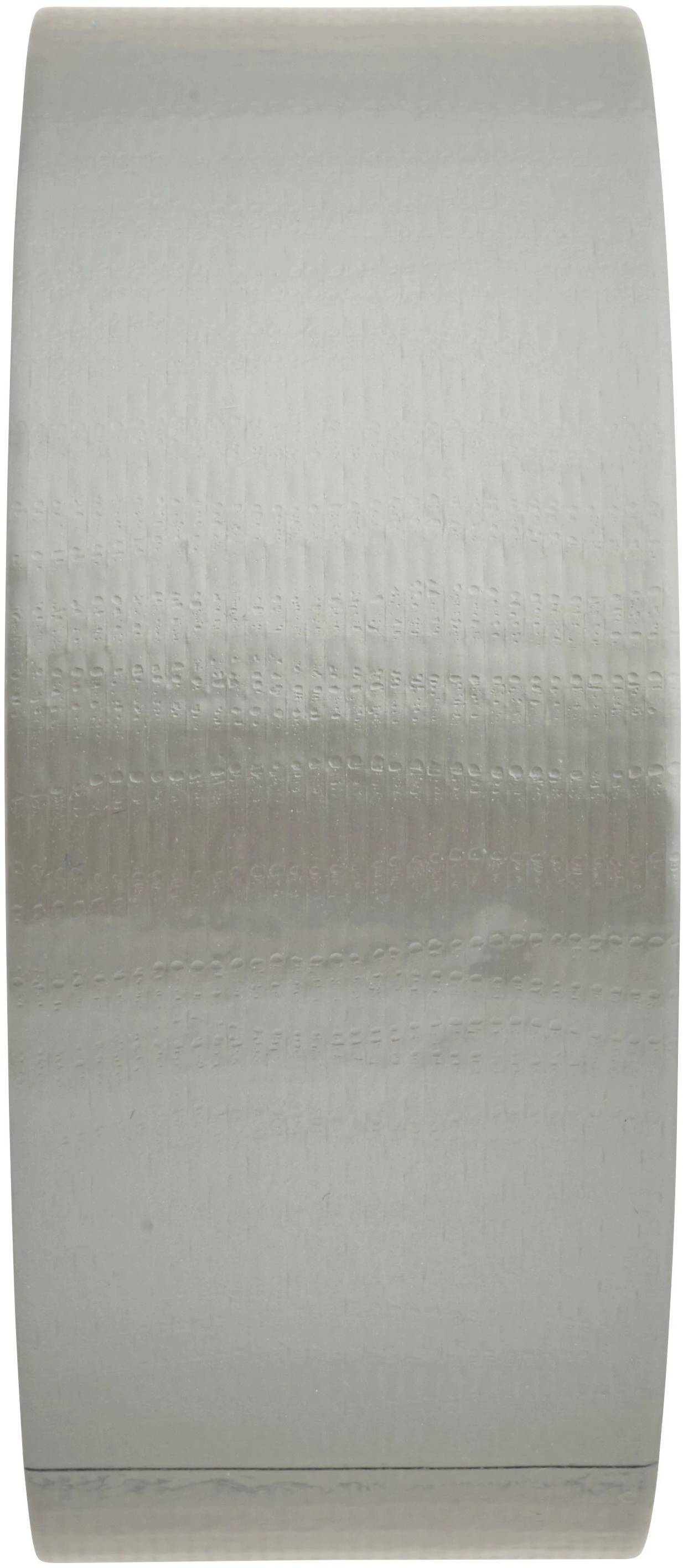 Eine Rolle silbernes Klebeband mit glänzender Oberfläche.