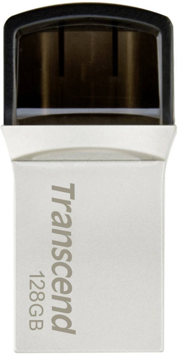Transcend JetFlash 890 USB-Zusatzspeicher Smartphone/Tablet Silber 128 GB USB-A (USB 3.2 Gen 2), USB-C®