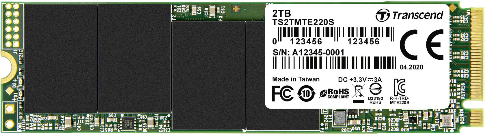 Transcend 220S 2 TB Interne M.2 PCIe NVMe SSD 2280 M.2 NVMe PCIe 3.0 x4 Retail TS2TMTE220S-0