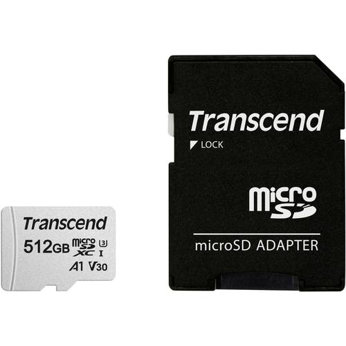 Transcend Premium 300S microSDXC-Karte 512 GB Class 10, UHS-I, UHS-Class 3, v30 Video Speed Class, A1 Application Perfor...