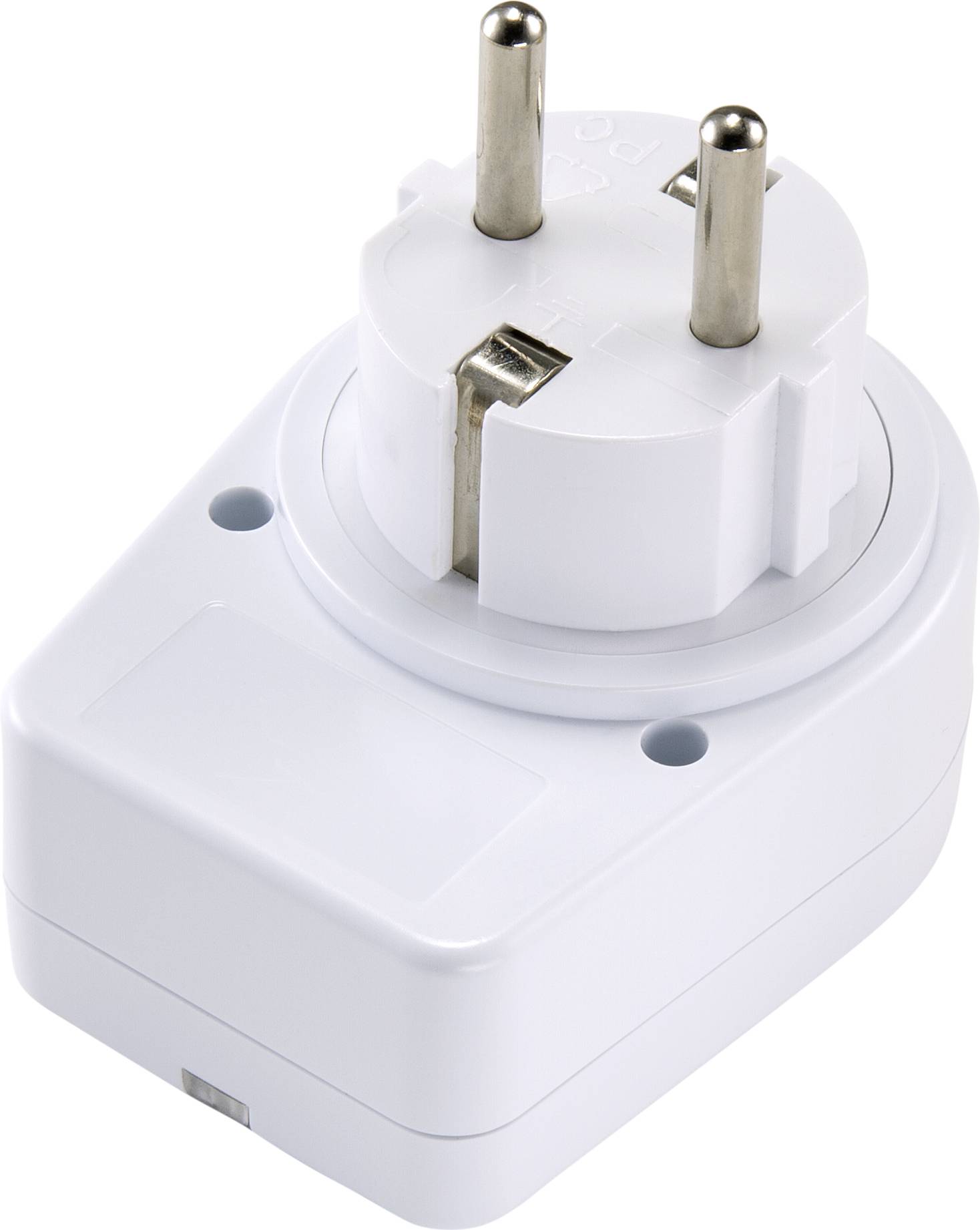 Weißer Zwischenstecker mit Eurostecker, zur Erweiterung von vorhandenen Steckdosen. Geeignet für den Einsatz in europäischen Steckdosen.