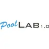 'PoolLAB 1.0' Logo in blau und schwarz.