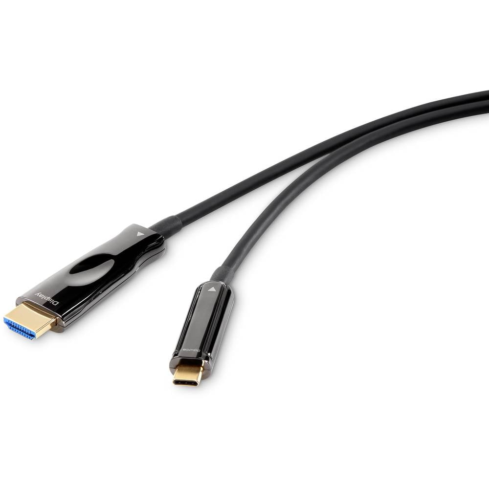 Renkforce Aansluitkabel 10.00 m RF-4532668 Zwart [1x USB 3.2 Gen 1 stekker C (USB 3.0) 1x HDMI-stekk