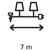'Tauchdistanz von 7 Meter' zeigt das Bild. Diagramm mit Anker und Seepferdchen, beide durch eine gerade Linie verbunden, symbolisiert die Distanz.