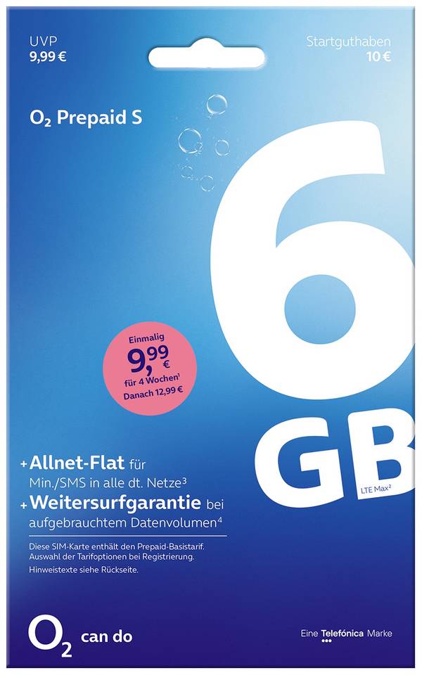 O2 Prepaid S Standard 04 23 Prepaid-Karte ohne Vertragsbindung