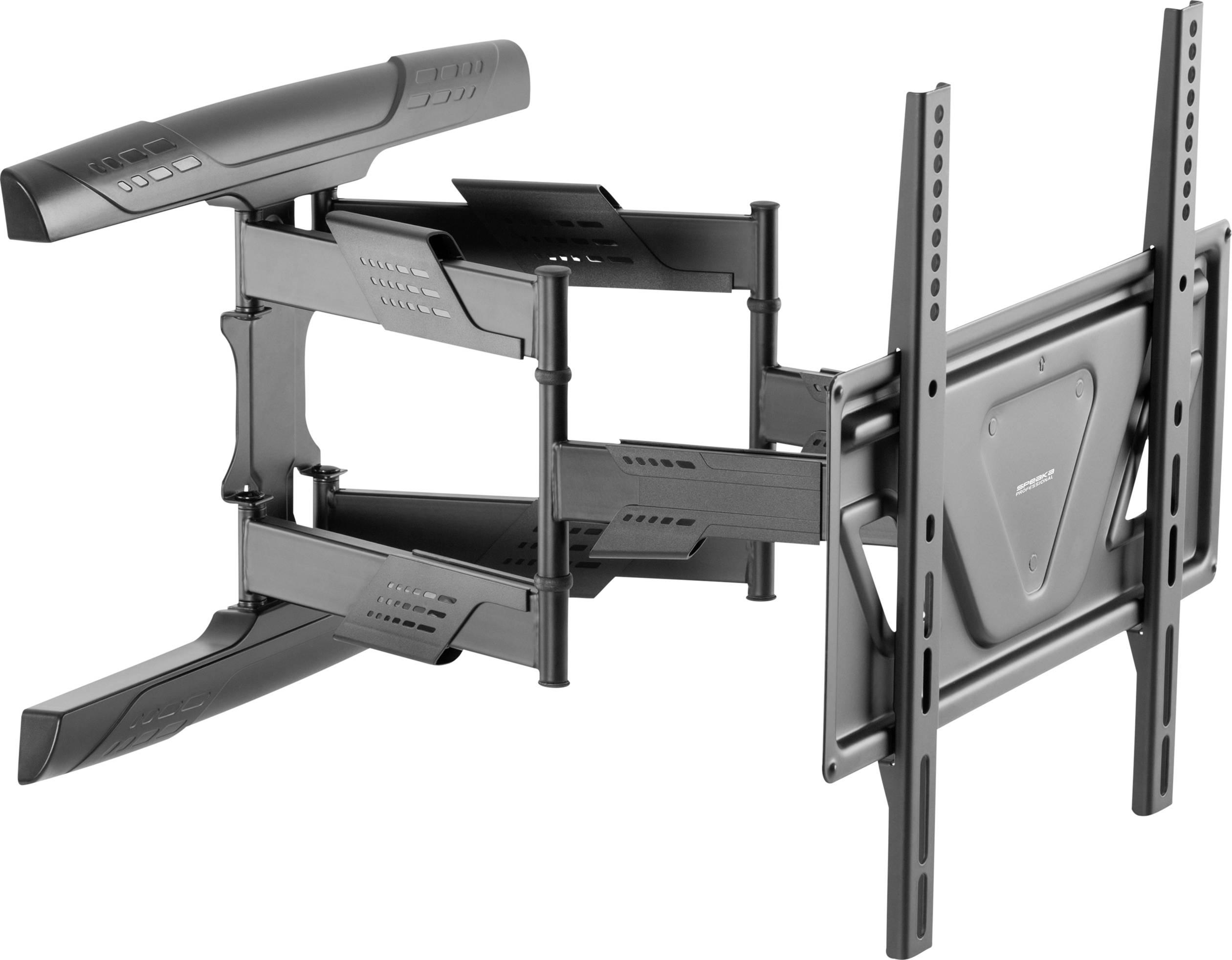 Wandhalterung für Fernseher mit ausziehbarem und schwenkbarem Arm, geeignet für Flachbildschirme.