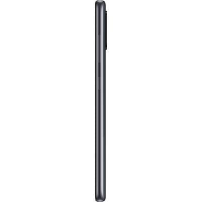 Schwarzes Smartphone in Seitenansicht mit sichtbarer Lautstärkewippe und Power-Button, modernes, schlankes Design.