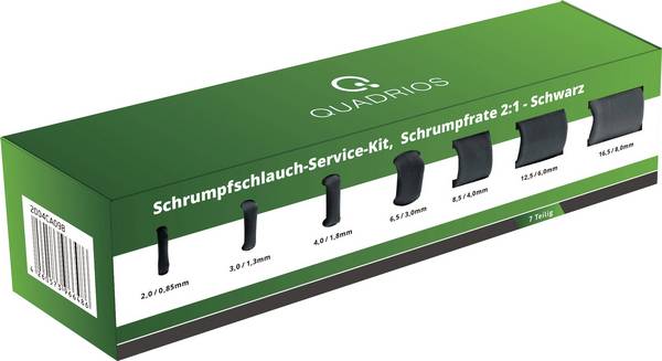 Quadrios 2004CA098 Schrumpfschlauchsortiment Schwarz   Schrumpfrate:2:1 7 Teile