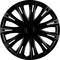 Schwarze, stilisierte Radfelge mit 15 Speichen, symmetrisches, modernes Design.