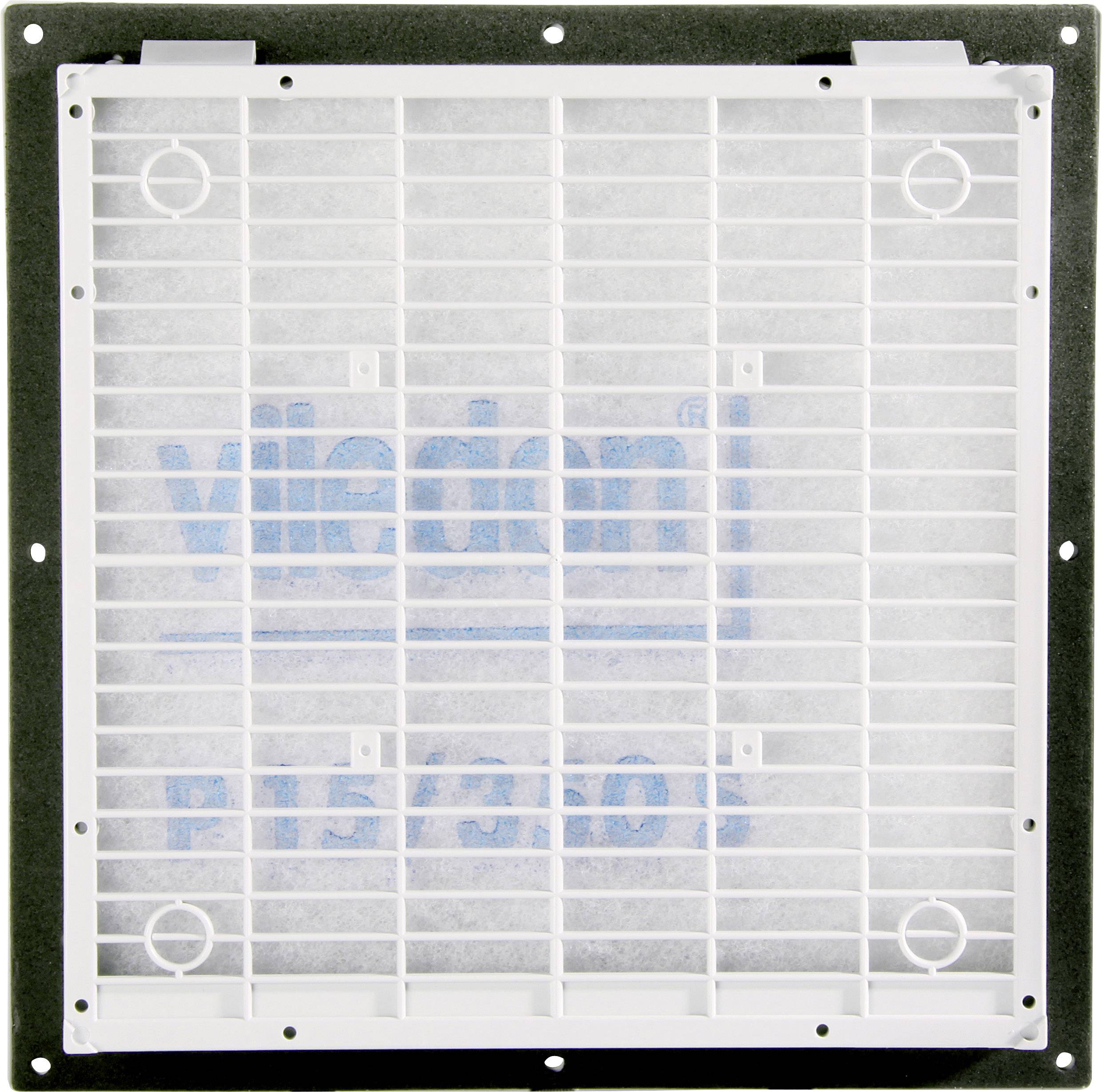 Luftfilter in weißem Plastikrahmen mit dem blauen Text 'viledon P15/30S' im Hintergrund. Quadratisches Design, zeigt Filterstruktur.