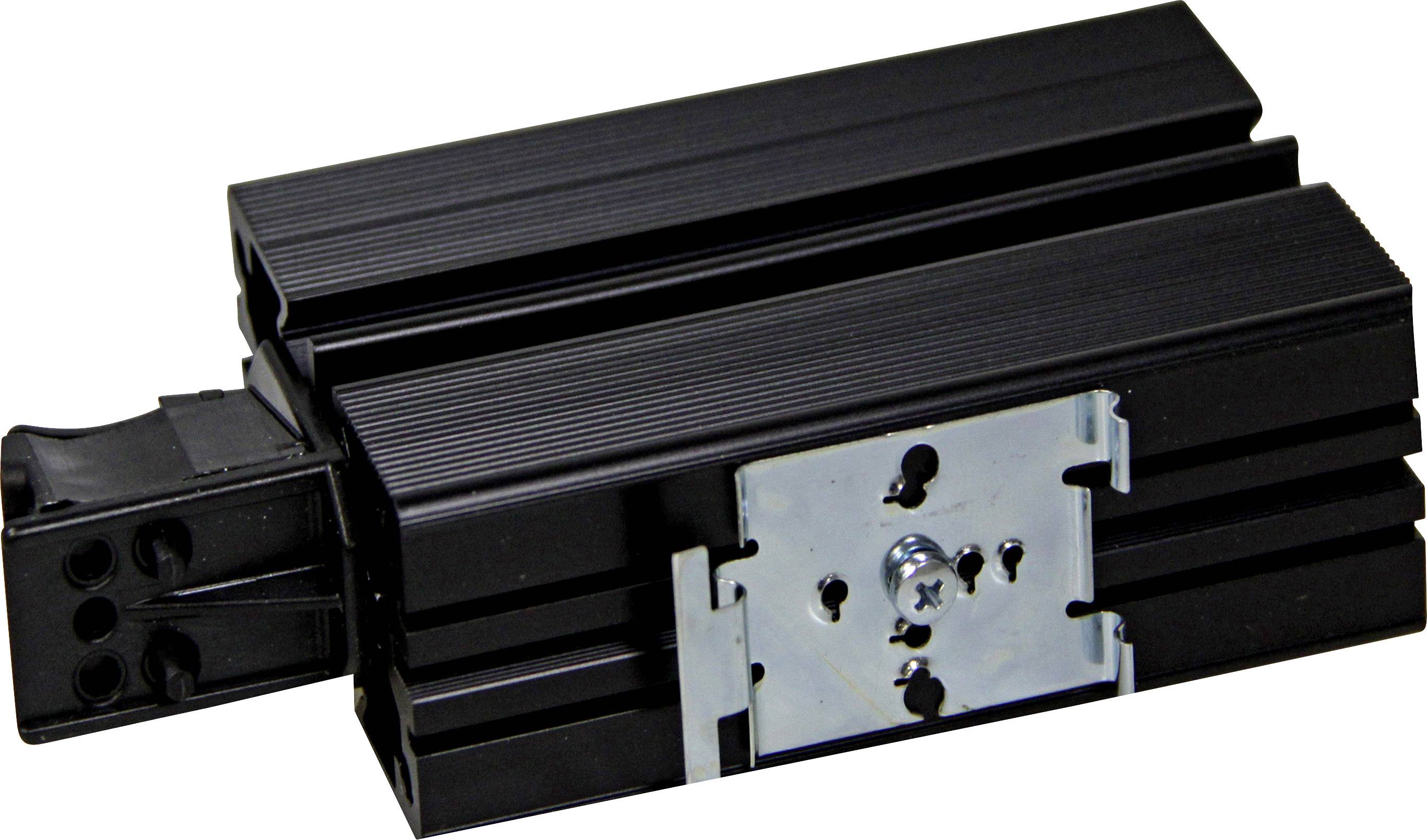 Schwarzes Aluminiumprofil mit Metallplatte zur Verbindung von Strukturen; oft in Möbelbau oder technischen Anwendungen genutzt.