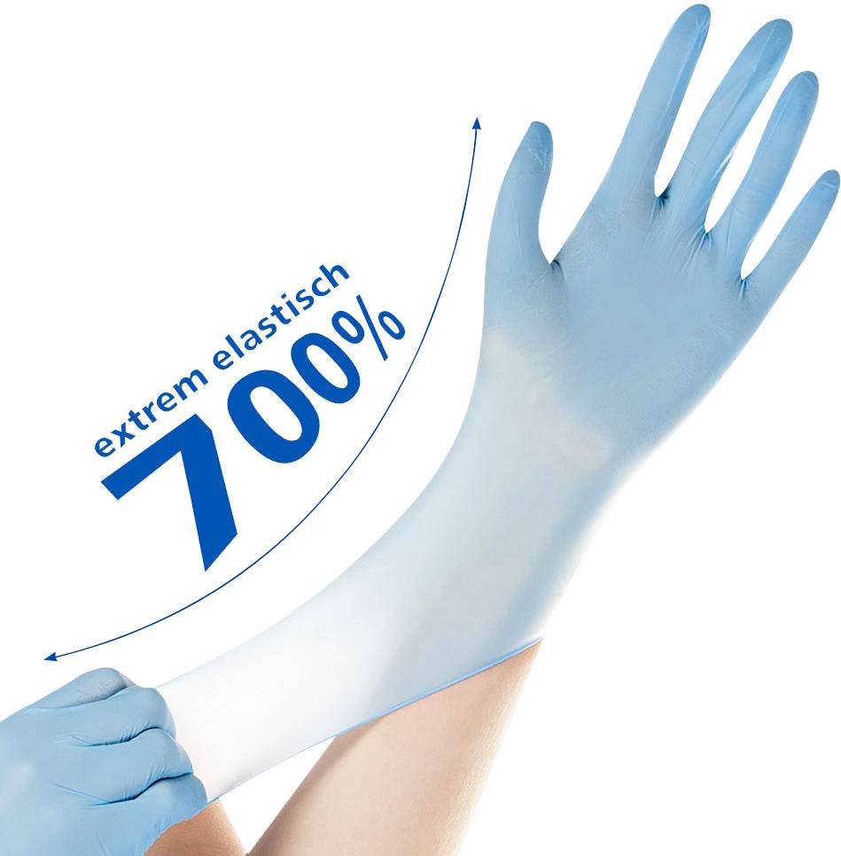 Hygostar Safe Super Stretch Nitril-Einweghandschuh puderfrei unsteril (100 Stk.) Farbe: Blau, Gr. 10 (XL)-2
