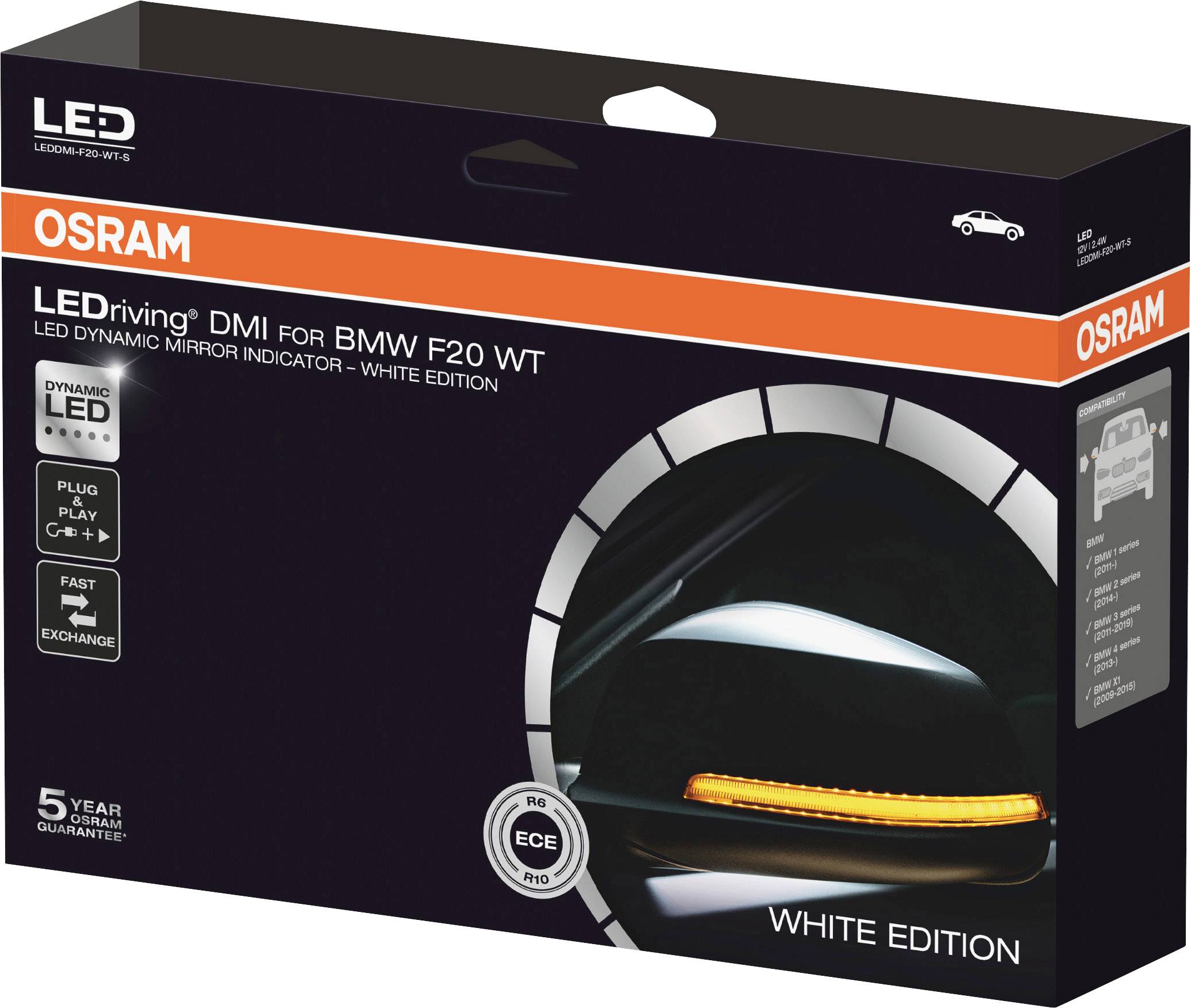 OSRAM LEDDMI F20 WT S LEDriving® White Edition Spiegelblinker BMW BMW 1er, BMW 2er, BMW 3er, BMW 4er, BMW X1-11