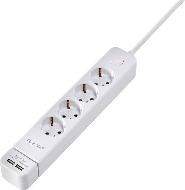 Sygonix SY-4535058 Steckdosenleiste mit Schalter  Weiß Schutzkontakt 1 St.