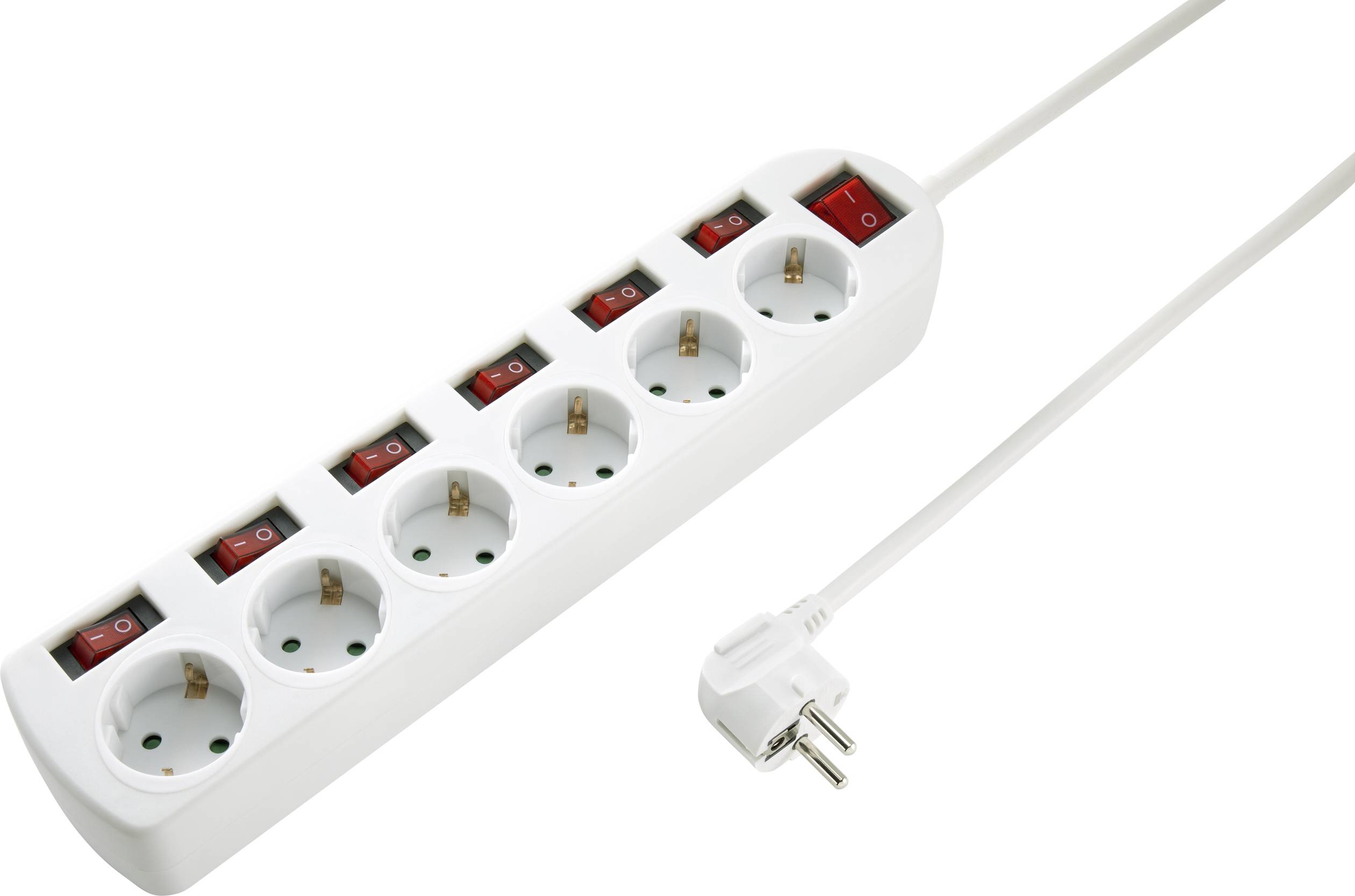 Sygonix SY-4535070 Steckdosenleiste mit Schalter Weiß Schutzkontakt 1 St.-2