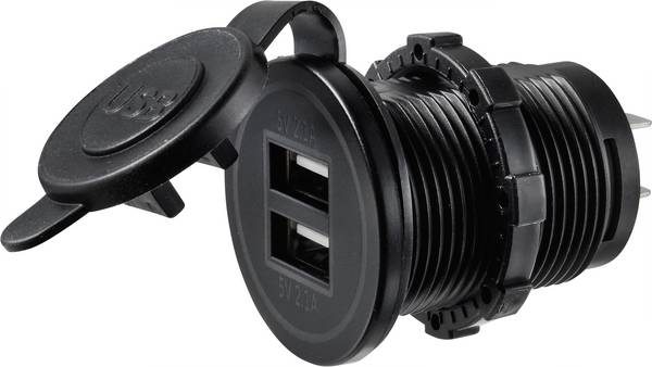 USB-Ladestecker mit 2 USB A-Anschlüssen Buchse, Einbau TC-9070412 TRU COMPONENTS Inhalt: 1 St.