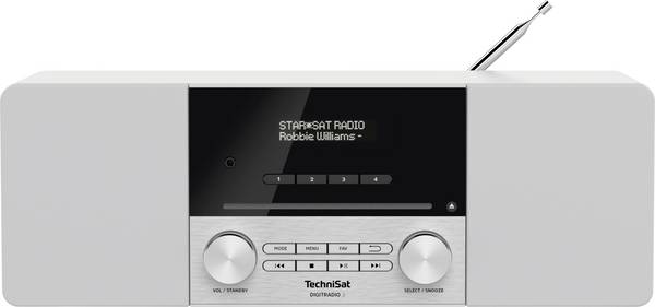TechniSat DIGITRADIO 3 Tischradio DAB+, UKW CD, USB, Bluetooth®  Inkl. Fernbedienung, Weckfunktion, Akku-Ladefunktion Weiß