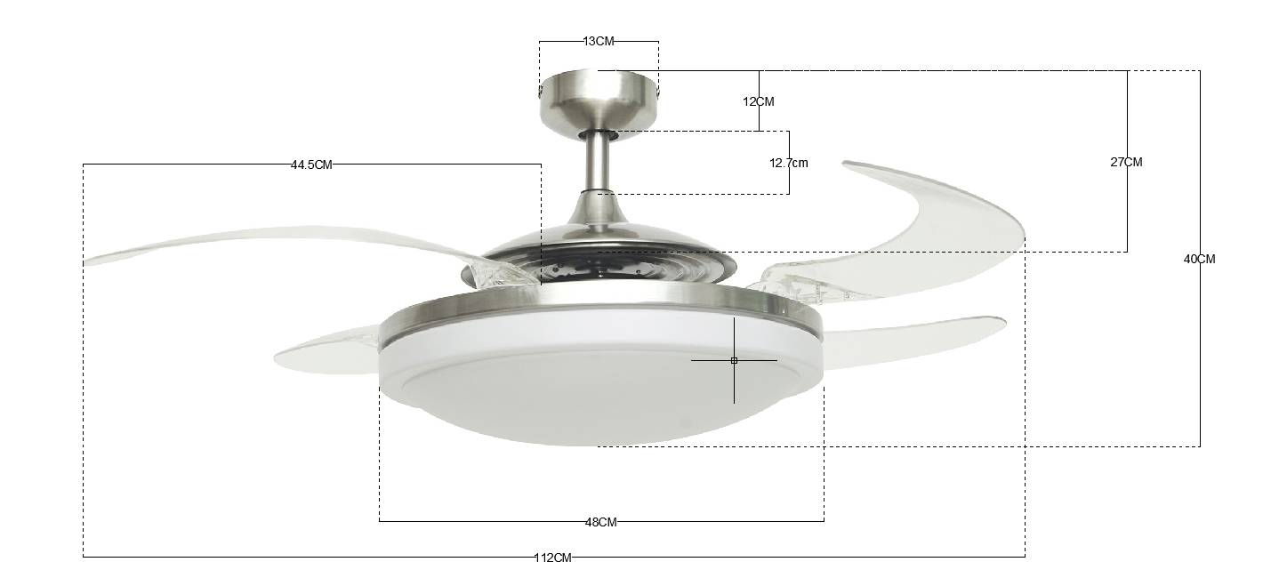 Fanaway Evo 2 Deckenventilator 60 W (Ø x H) 122 cm x 42 cm Chrom (matt) mit Beleuchtung-6