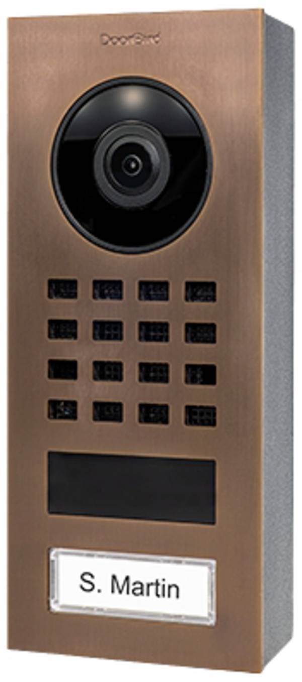 DoorBird D1101V Aufputz  IP-Video-Türsprechanlage WLAN, LAN Außeneinheit  Edelstahl V2A (gebürstet), Bronze-Optik
