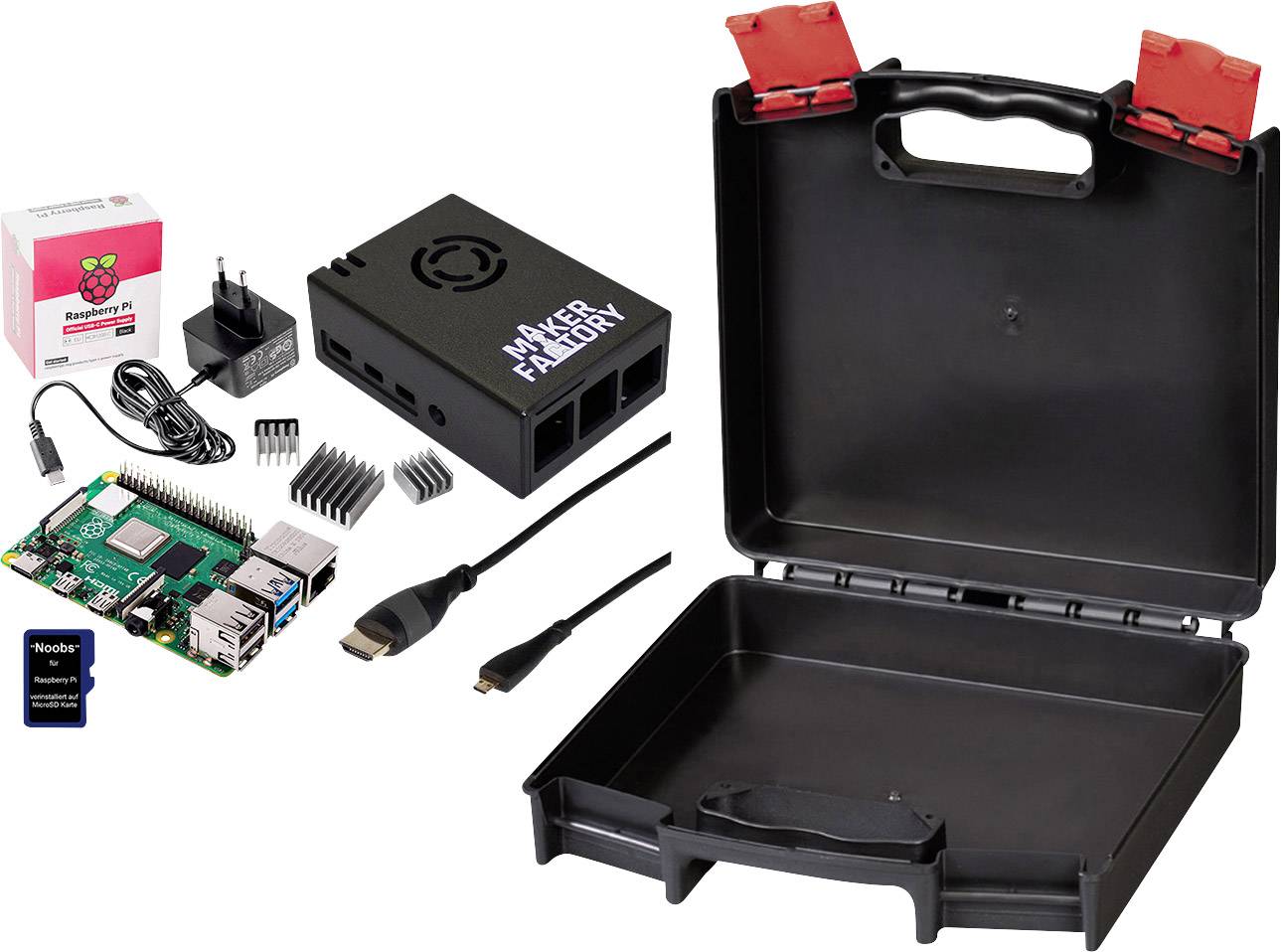 MAKERFACTORY Advanced Set Raspberry Pi® 4 B 8 GB 4 x 1.5 GHz inkl. Aufbewahrungskoffer, inkl. Netzteil, inkl. Noobs OS, -0