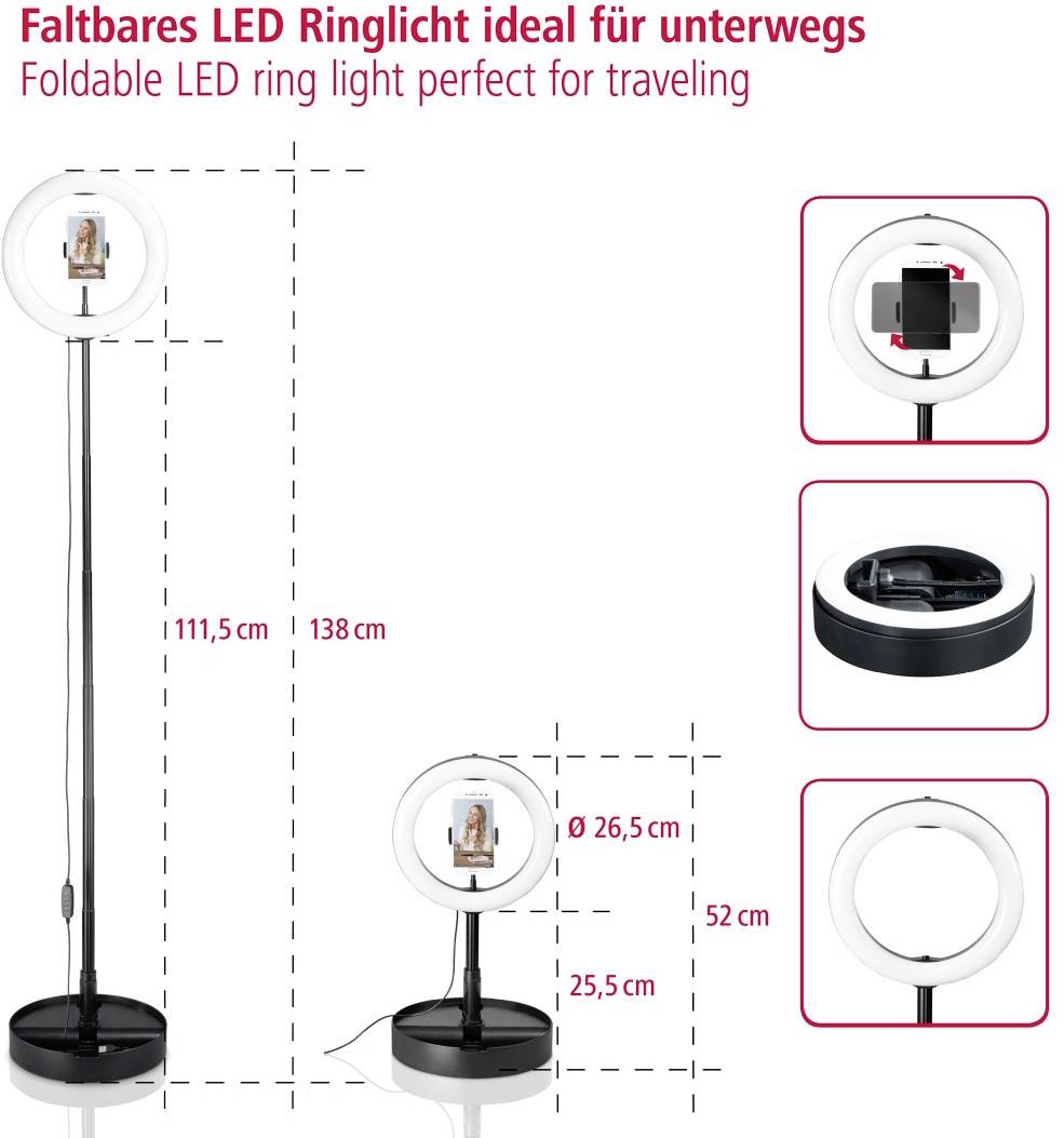 Hama SpotLight FoldUp 102 LED Ringleuchte EEK G (A - G) Anzahl LEDs=128-21