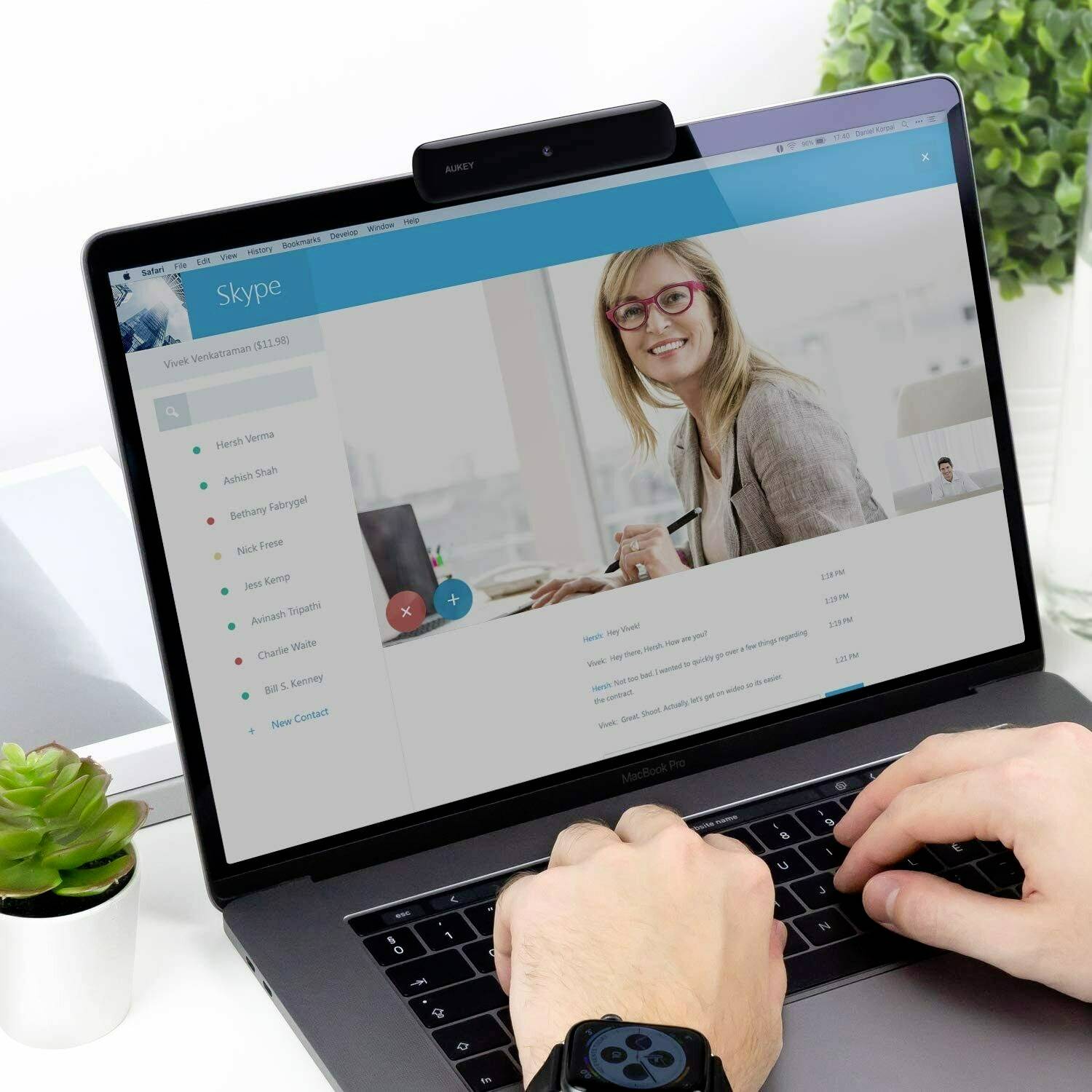 Aukey PC-W1 Full HD-Webcam 1920 x 1080 Pixel Klemm-Halterung-1