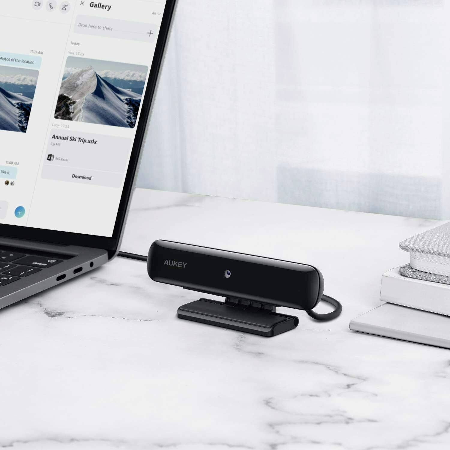 Aukey PC-W1 Full HD-Webcam 1920 x 1080 Pixel Klemm-Halterung-2