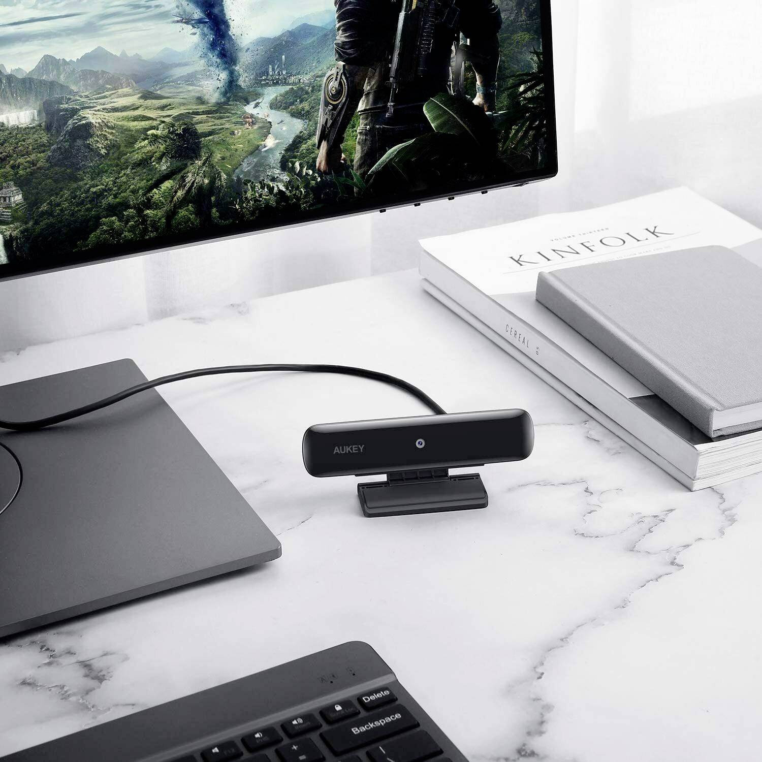 Aukey PC-W1 Full HD-Webcam 1920 x 1080 Pixel Klemm-Halterung-4