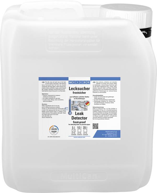 WEICON Lecksucher frostsicher zum Auffinden von Rissen an Druckleitungen bis zu -15 °C 5 L farblos, transparent