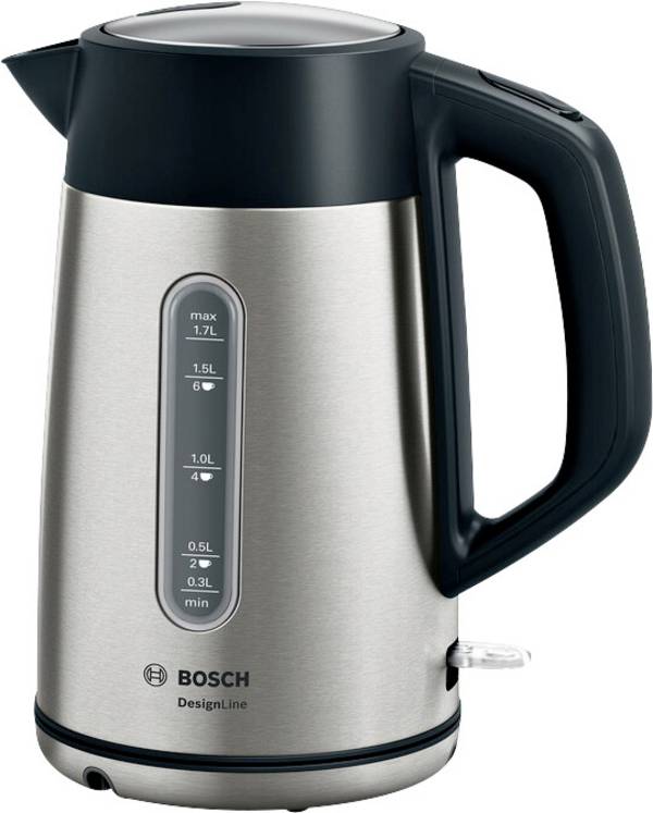 Bosch Haushalt TWK4P440 Wasserkocher Kontrollleuchte, Überhitzungsschutz, schnurlos Edelstahl Fassungsvermögen: 1.7 l