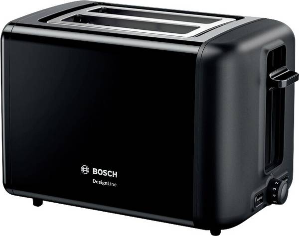 Bosch Haushalt TAT3P423DE Toaster mit eingebautem Brötchenaufsatz, stufenloser Temperaturregler Schwarz