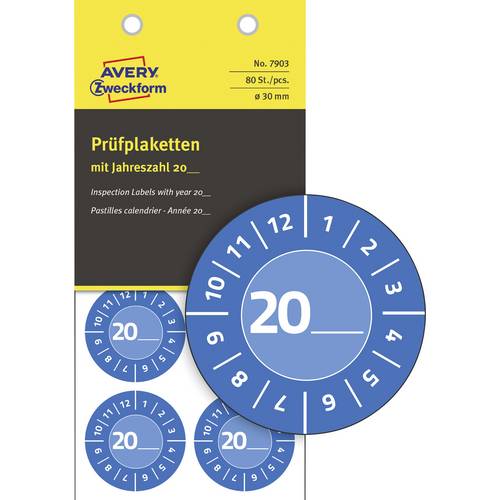 Avery-Zweckform 7903 Prüfplakette 20XX Blau (Ø) 30 mm 30 mm 80 St.