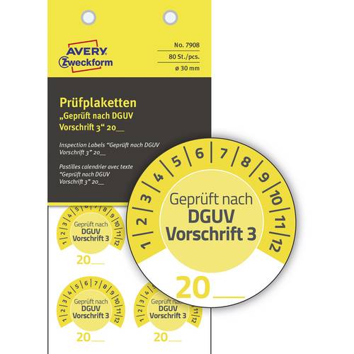Avery-Zweckform 7908 Prüfplakette 20XX Gelb (Ø) 30 mm 30 mm 80 St.