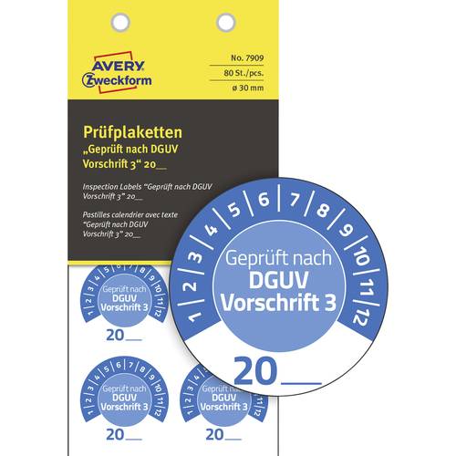 Avery-Zweckform 7909 Prüfplakette 20XX Blau (Ø) 30 mm 30 mm 80 St.