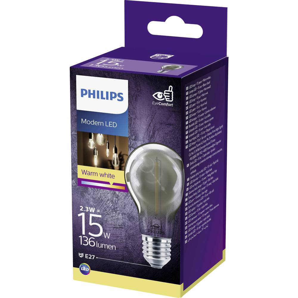 Philips LED lamp zwart E27 2,3W warm wit