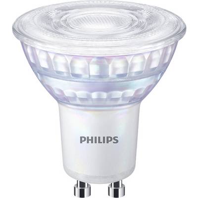 Ein LED-Spotlicht von Philips mit GU10-Fassung. Energiesparend und effizient für Hausbeleuchtung geeignet.
