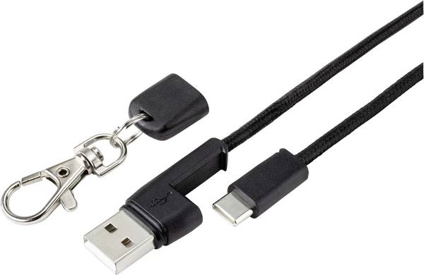 Renkforce USB-Kabel USB 2.0 USB-A Stecker, USB-C® Stecker 0.95 m Schwarz vergoldete Steckkontakte RF-4538142