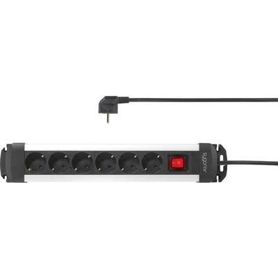 Sygonix SY-4538260 Steckdosenleiste mit Schalter 6fach Schwarz, Silber Schutzkontakt 1 St.-1