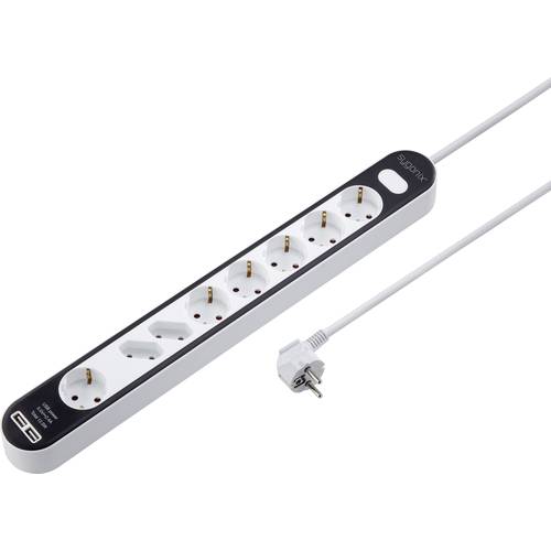 Sygonix SY-4538278 Steckdosenleiste mit Schalter 8fach Weiß, Schwarz Schutzkontakt 1 St.