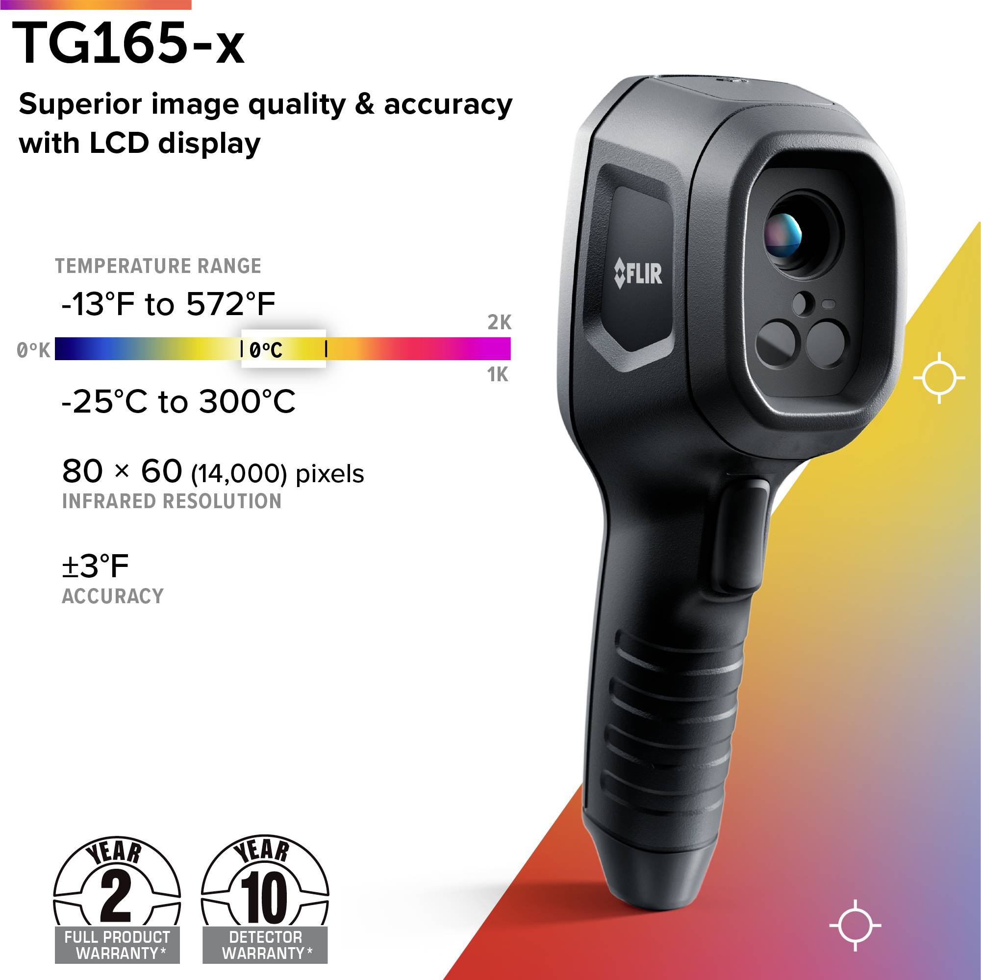 FLIR TG165-X MSX Wärmebildkamera -25 bis +300 °C 80 x 60 Pixel 8.7 Hz MSX®, Integrierte LED-Lampe, integrierte Digitalka-1