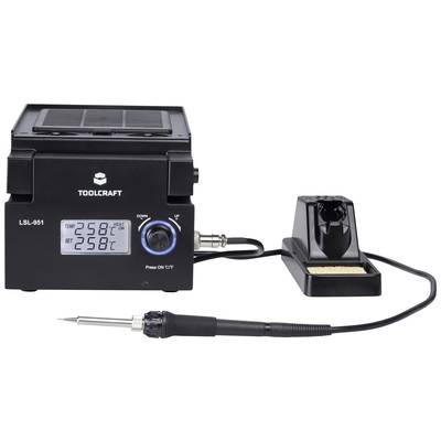 'Lötstation TOOLCRAFT LSL-951 mit digitaler Temperaturanzeige. Zeigt 258 °C für die aktuelle Temperatur und Solltemperatur.'