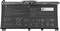 Schwarze HP HT03XL Lithium-Ionen-Akku mit technischen Spezifikationen und Symbolen für Elektronikgeräte, Modellnummer und Kapazität erkennbar.