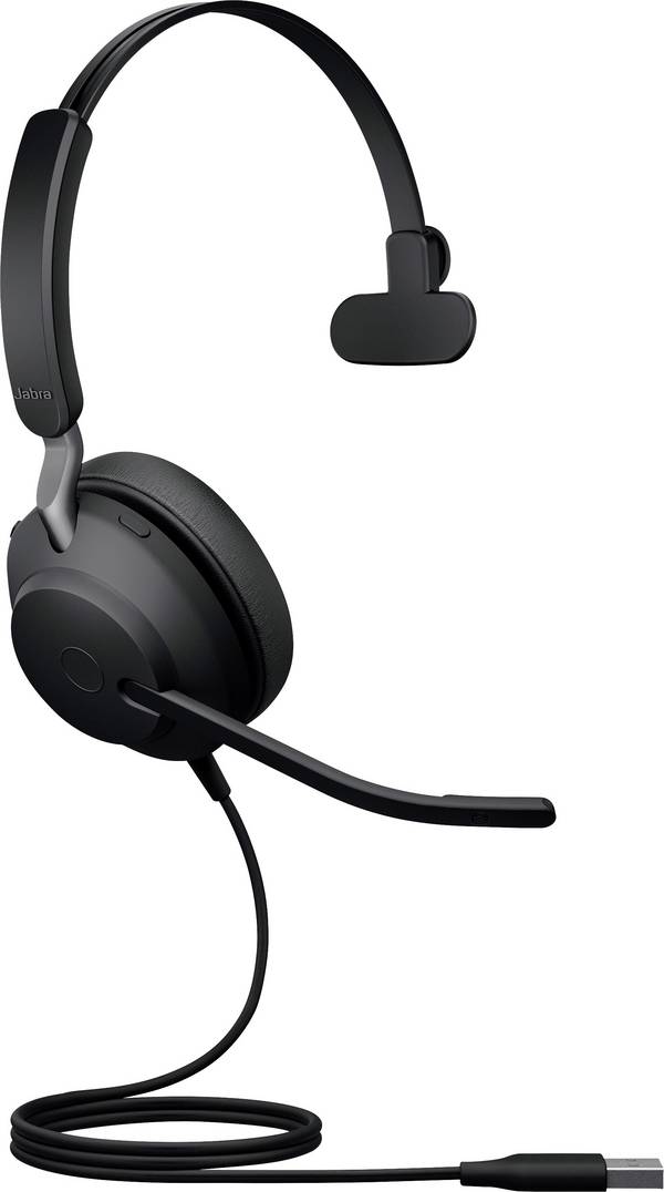 Jabra Evolve2 40, USB-A UC Mono On Ear Headset kabelgebunden Mono Schwarz Mikrofon-Stummschaltung Telefon