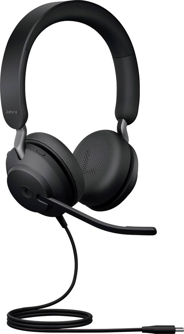 Jabra Evolve2 40, USB-C MS Stereo On Ear Headset kabelgebunden Stereo Schwarz Mikrofon-Stummschaltung Telefon