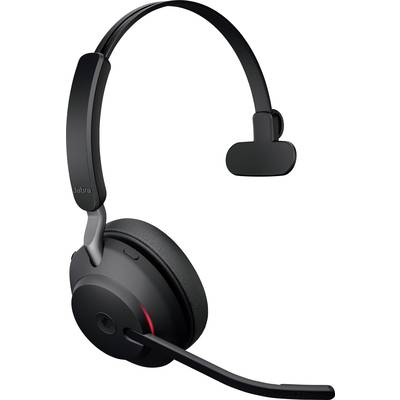 Ein schwarzes, einseitiges Bluetooth-Headset mit Mikrofonarm, geeignet für Kommunikation in Büros oder Homeoffice-Umgebungen.