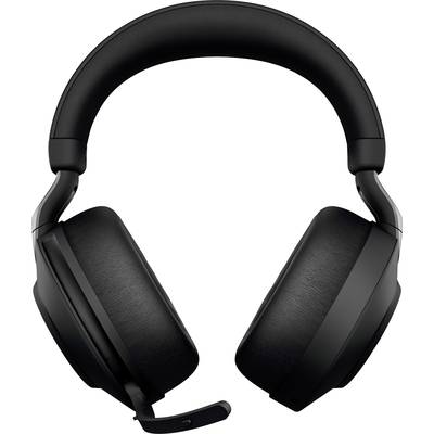 Schwarze Over-Ear-Kopfhörer mit integriertem Mikrofon vor weißem Hintergrund.