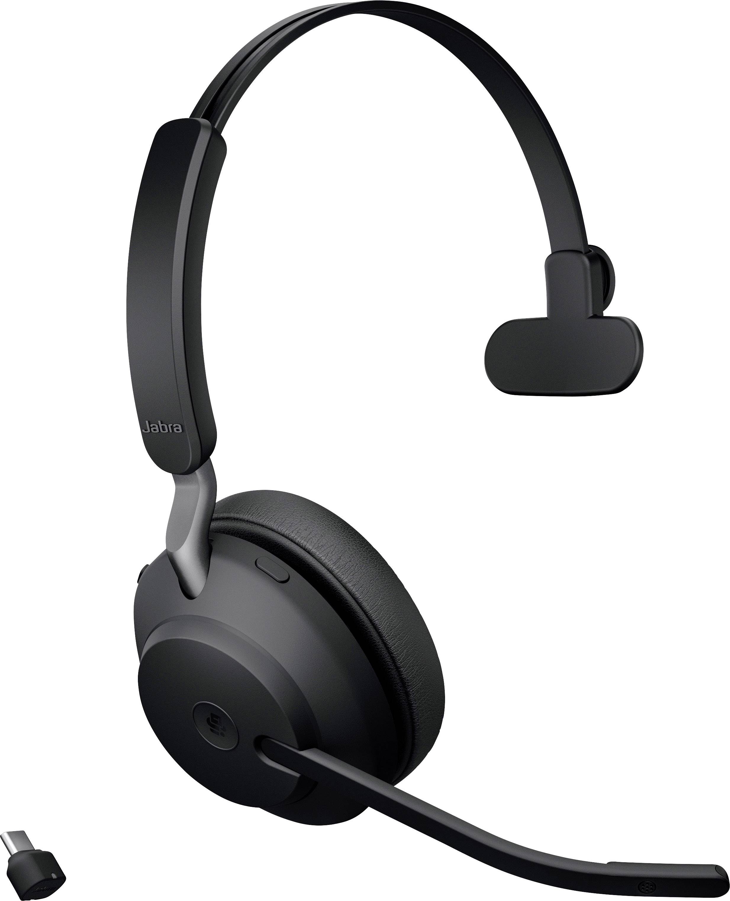 Jabra Evolve2 65 monaural On Ear Headset Bluetooth® Stereo Schwarz Lautstärkeregelung, Batterieladeanzeige, Mikrofon-Stu...