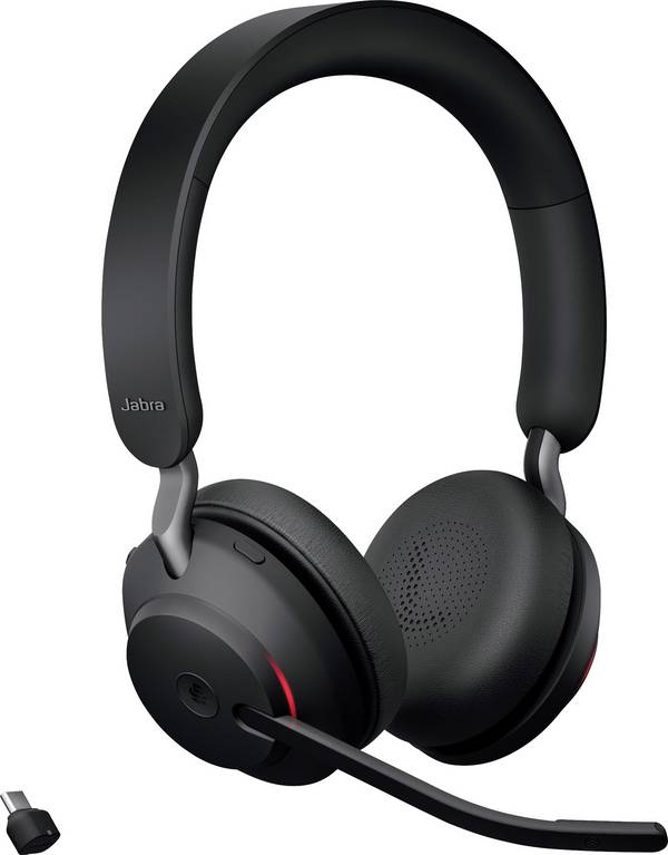 Jabra Evolve2 65 MS  On Ear Headset Bluetooth® Stereo Schwarz  Lautstärkeregelung, Batterieladeanzeige, Mikrofon-Stummschaltung Telefon