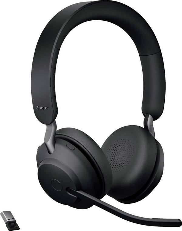 Jabra Evolve2 65 UC On Ear Headset Bluetooth® Stereo Schwarz Noise Cancelling Lautstärkeregelung, Batterieladeanzeige, Mikrofon-Stummschaltung Telefon