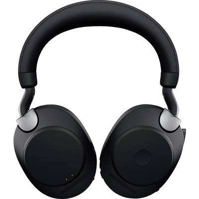 Kopfhörer in Schwarz mit breitem, gepolstertem Bügel und runden Ohrmuscheln, Vorderansicht. Geeignet für Musik oder Telefonate.